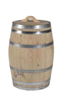 Regenton 150 liter nieuw met verchroomde kraan lossse deksel handvat - Vatenhandel stijf