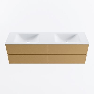 MONDIAZ VICA 160cm badmeubel onderkast Oro 4 lades. Wastafel CLOUD dubbel 2 kraangaten, kleur Talc.