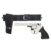 Cowboy verkleed speelgoed revolver - zilver - met riem holster - wapens - volwassenen