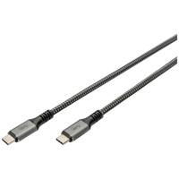 Digitus USB-C-kabel USB 4.0 USB-C stekker 1.00 m Zwart Afscherming gevlochten, Afgeschermd, Scheurbestendig, Rond, 8K UHD DB-300443-010-S - thumbnail