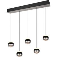 LED Hanglamp - Trio Select Orbit - 5 Lichtpunten van 8 Watt - Rechthoek - Dimbaar - Aanpasbare Lichtkleur - Hoogte Aanpasbaar zonder Contragewicht - Mat Nikkel - Metaal