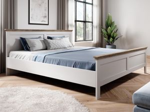 Tweepersoonsbed EVOCO 140x200 cm ribbec eik/wit