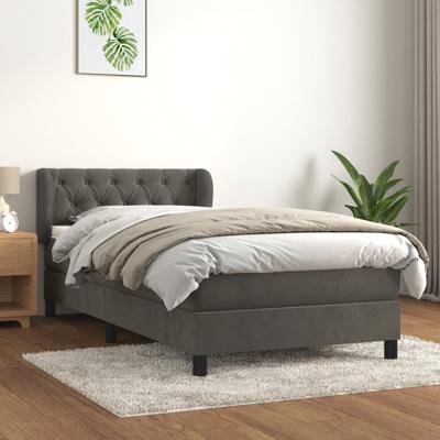 Boxspring met matras fluweel donkergrijs 80x200 cm