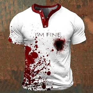 i'm fine heren grafisch overhemd kleurblok prints mode basic casual 3d henley T-shirt vintage outdoor dagelijks gaand zwart blauw roodamp; witte katoen Lightinthebox