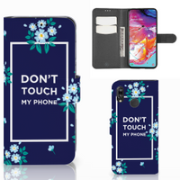 Samsung Galaxy A70 Portemonnee Hoesje Flowers Blue DTMP - thumbnail