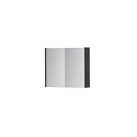INK SPK1 Spiegelkast - 70x14x60cm - 2 deuren - dubbelzijdige Spiegel - schakelaar en stopcontact - MDF lak wit hoogglans 1110506