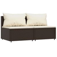 The Living Store Tuinmiddenbanken - trendy - bruin - 63x63x57.5 cm - weerbestendig PE-rattan