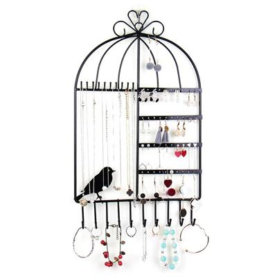 Birdcage vorm oor stud oorbellen armband hanger ketting sieraden display opslag rek (zwart)