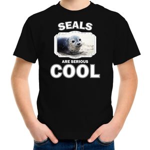 T-shirt seals are serious cool zwart kinderen - zeehonden/ grijze zeehond shirt