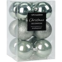 Kerstballen - 12x - kunststof - mint groen - 6 cm