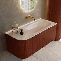 Badmeubel Mondiaz Kurve-Dlux | 105 cm | Meubelkleur Ruby | Wastafelkleur Meli | Solid surface | Wasbak rechter zijde spoelbak | Zonder kraangat(en) Badmeubel Mondiaz Kurve-Dlux | 105 cm | Meubelkleur Ruby | Wastafelkleur Meli | Solid surface | Wasbak rechter zijde spoelbak | Zonder kraangat(en)
