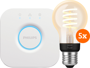 Philips Hue Filament White Ambiance Standaard 5-Pack + Bridge