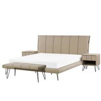 Beliani - BETIN - Slaapkamerset - Beige - 180 x 200 cm - Kunstleer Beliani - BETIN - Slaapkamerset - Beige - 180 x 200 cm - Kunstleer