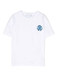 Roberto Cavalli Junior t-shirt en coton à logo brodé - Blanc