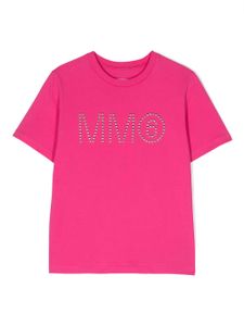 MM6 Maison Margiela Kids t-shirt en coton à logo orné de clous - Rose