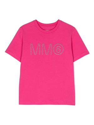 MM6 Maison Margiela Kids t-shirt en coton à logo orné de clous - Rose