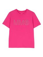 MM6 Maison Margiela Kids t-shirt en coton à logo orné de clous - Rose