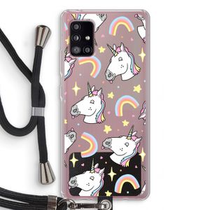 Rainbow Unicorn: Samsung Galaxy A51 5G Transparant Hoesje met koord