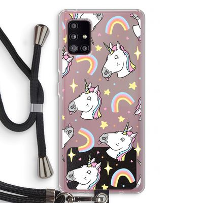 Rainbow Unicorn: Samsung Galaxy A51 5G Transparant Hoesje met koord