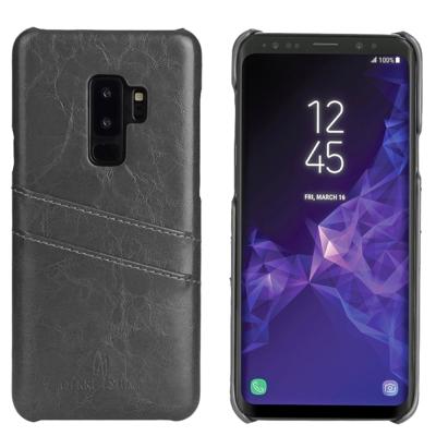 Fierre Shann Retro olie Wax textuur PU lederen Case voor Galaxy S9 PLUS, met Card Slots (zwart)