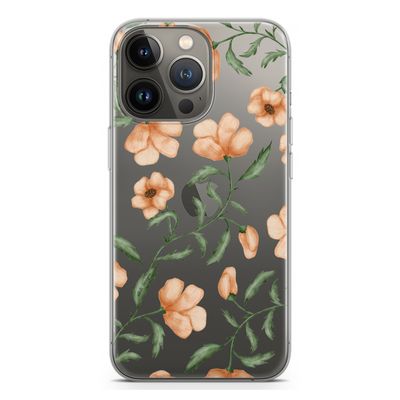 Peachy flowers: iPhone 13 Pro Transparant Hoesje