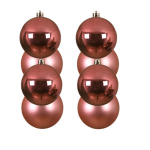 Grote kerstballen - 8x - lippenstift roze - D10 cm - kunststof - mat/glans - kerstversiering