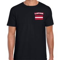 Latvia t-shirt met vlag Letland zwart op borst voor heren