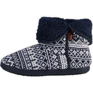 Hoge navy blauwe Nordic patroon pantoffels/sloffen voor heren