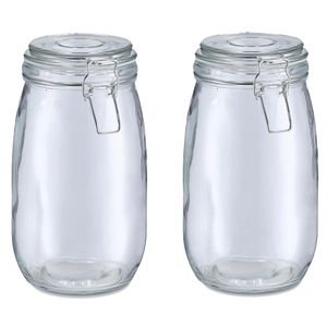 Voorraadpot/bewaarpot Alfie - 2x - 1.4L - glas - beugelsluiting - D11 x H22 cm