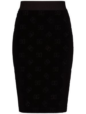 Dolce & Gabbana jupe mi-longue à logo DG - Noir