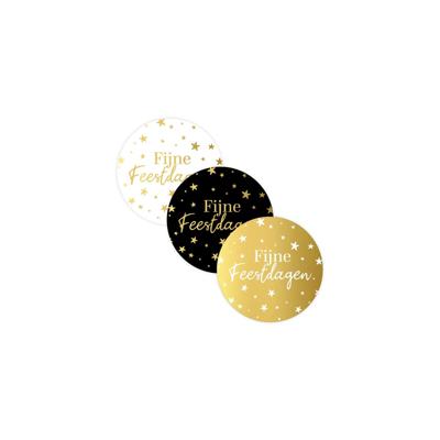 Stickers Fijne feestdagen wit/zwart/goud