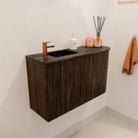 Toiletmeubel Mondiaz Joya Dlux | 71.6 cm | Meubelkleur Walnut | Faye wastafel Lava Wasbak Links | 1 kraangat