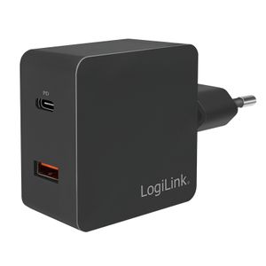 LogiLink PA0220 USB-oplader 18 W Binnen, Thuis Uitgangsstroom (max.) 3000 mA Aantal uitgangen: 2 x USB-C bus (Power Delivery), USB-A