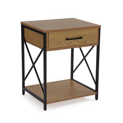 Nachtkastje Versa Zwart PVC Hout Metaal 40 x 60 x 48 cm