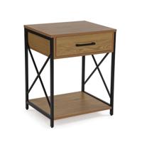 Nachtkastje Versa Zwart PVC Hout Metaal 40 x 60 x 48 cm