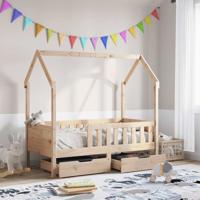 Kinderbedframe met lades 70x140 cm massief grenenhout