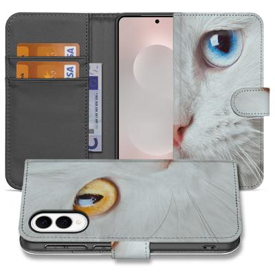 Samsung Galaxy S25 Edge | Telefoonhoesje | Met pasjeshouder | Witte Kat