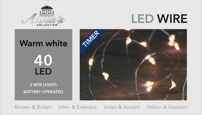 Batterijverlichting zilverdraad 40 LED s warm wit - Annas collection