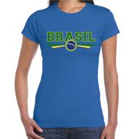 Brazilie / Brasil landen shirt met Braziliaanse vlag blauw voor dames 2XL  -
