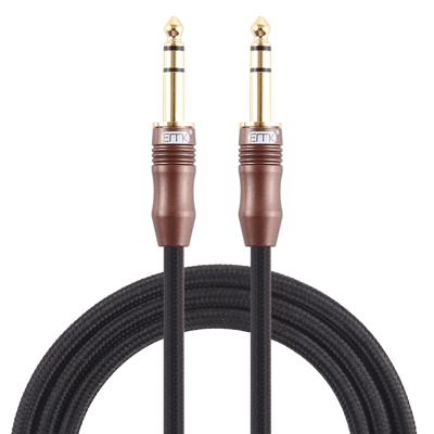 EMK 6.35 mm male naar Male 4 sectie vergulde plug katoen gevlochten audio kabel voor gitaarversterker mixer lengte: 2m (zwart)