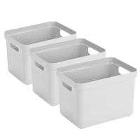 Sunware Opbergbox Sigma - 3x - kunststof - wit - 18 liter - Opbergbakken/opbergers