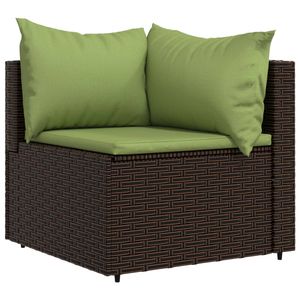 The Living Store Hoekbank Tuinmeubel - 63x63x57.5 cm - Bruin - Groen