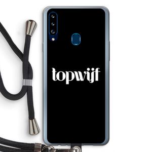 Topwijf Zwart: Samsung Galaxy A20s Transparant Hoesje met koord