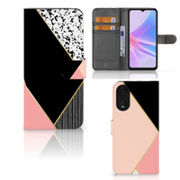 OPPO A78 5G | A58 5G Book Case Zwart Roze Vormen - thumbnail