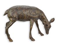 A BRONZE SCULPTURE OF A BABY DEER