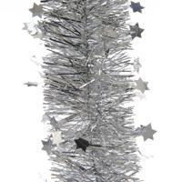 Kerstslinger - sterren - zilver - 270 x 10 cm - lametta/folie - kerstboomslinger