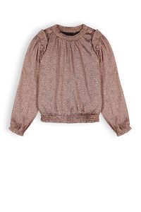 NoNo Meisjes blouse AOP - Tami - Zand blush