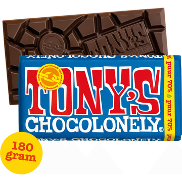 Tony&apos;s Chocolonely Puur Chocolade Reep 70% 180 g bij Jumbo