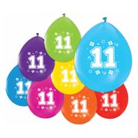 Globos Ballonnen 2-zijdig geprint cijfer 11, 8st.