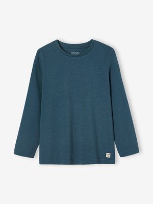 Personaliseerbare gekleurd T-shirt voor jongens met lange mouwen blauw